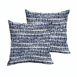 Sorra Home - Indoor/Outdoor Square Pillows (Set of 2), Navy & White