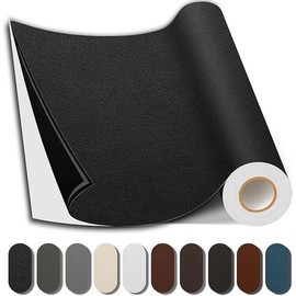 Leather Repair Patch Tape Kit, Self Adhesive Leather Repair for Furniture, Couch, Sofa, Car Seats,Office Chair,Vinyl Repair Kit.:_Black_16.9inch x 6.56Feet