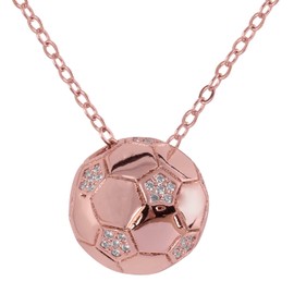 LuckyLy Collar Mujer de Balón de Fútbol Soccer con Zirconia Cúbica, Cadena y Dije con Baño de Oro Rosa 14k – Joyería Ideal para Mundial Qatar 2022, Regalos para Mujer Originales y Regalos para Mamá, Modelo Monda