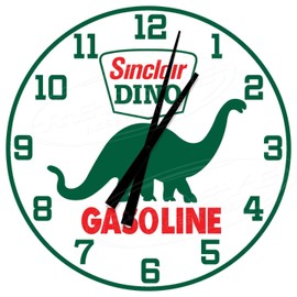Decorative Concepts Sinclair Gasoline Dino 18" Diameter Aluminum Metal Round Wall Clock