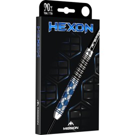 Mission Darts Hexon Darts 90% Tungsten Barrel Steel Tip Premium Dart Set, Blue PVD, Shafts and Flights, 21g (D1637)