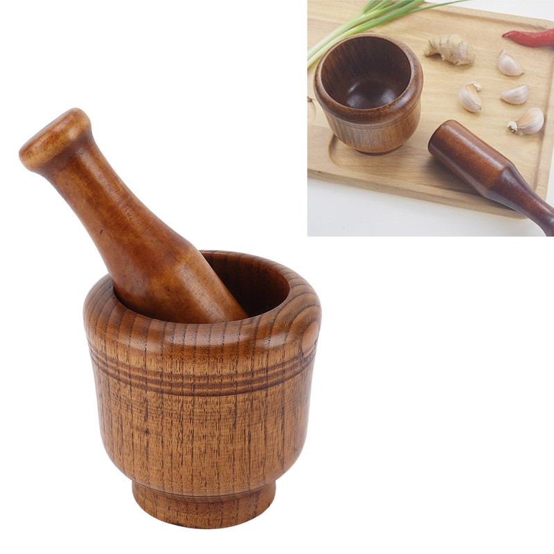 Garlic Grinder Bowl Jujube Wood Herb Crushing Bowl Multipurpose Spice