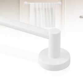 HTZON White Magnetic Curtain Rod,Magnetic Curtain Rod for Door,Adjustable Magnetic Towel Bar,Magnetic Curtain Rods for Metal Doors 16-28 Inch,Tool-Free Magnetic Rod with Leather Protective Cover