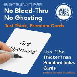 Notsu Dot Grid Index Cards 5x7 inch, 40 ct | Thick Foldable Dotted Note Cards w/Rounded Corners | Premium Heavy Duty Paper 350 gsm