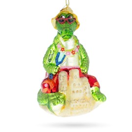 BestPysanky Alligator on The Beach Glass Christmas Ornament