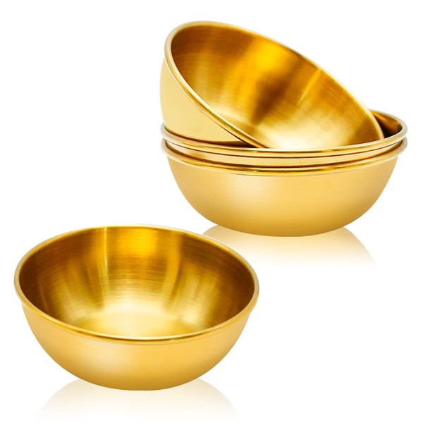 4 Pack 3.5 Inch Stainless Steel Sauce Dishes Round Seasoning