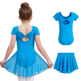 DIPUG - Leotardos de ballet para niñas con falda extraíble y espalda hueca para niños pequeños, Turquesa, 4-6 Años