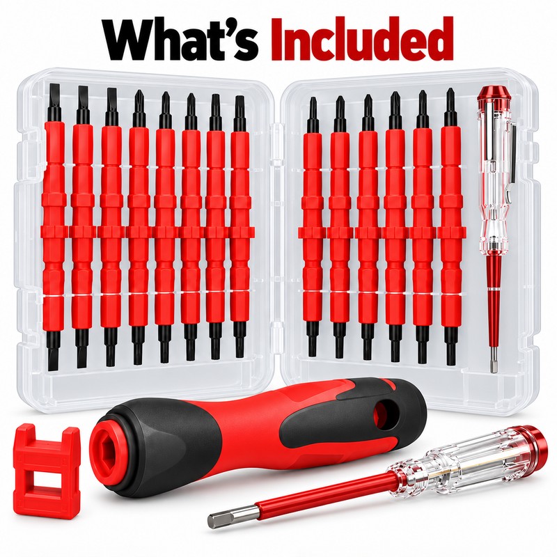 31-in-1 Insulated Screwdriver Kit – Interchangeable Bits with Magnetizer/Demagnetizer and