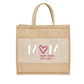 AMBERGER DESIGN by A&M Osterhage amd Jute-Tasche Shopper MOM & MAMA personalisierte-Tasche Jute-Beutel groß Nachhaltig Innentasche-Reißverschluß | PVC-Frei | Einkaufstasche hochwertig Größe 40x40x15cm