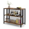 COSTWAY Home Bar Unit, 3-Tier Bar Table with Storage Shelves,