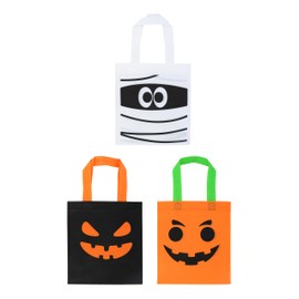 Henbrandt Halloween Treat Bags 3-Pack - 21.5cm x 24cm Trick or Treat Bags with Mummy, Pumpkin Designs - Kids Party Favour Goodie Bags for Spooky Celebrations