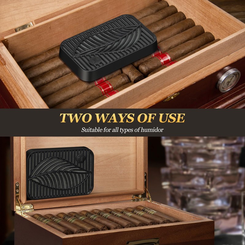 Tesonway Cigar Humidifier, Rectangle Black Premium Cigar Humidor Humidifiers, Maintains