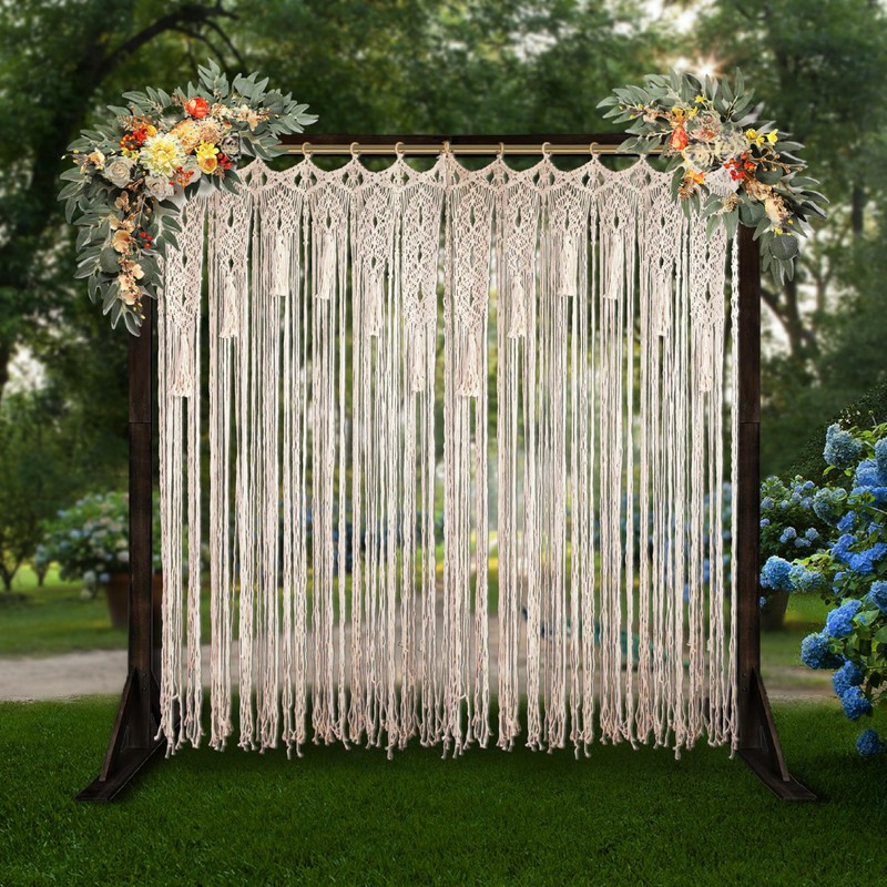 Transcosy Macrame Curtain Boho Doorway Curtains,Handmade String Backdrop Panel Hippie