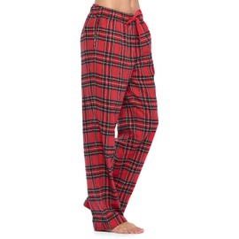 Ashford & Brooks Womens Super Soft Flannel Plaid Pajama Sleep Apparel Pants, Red Stewart Plaid, Medium