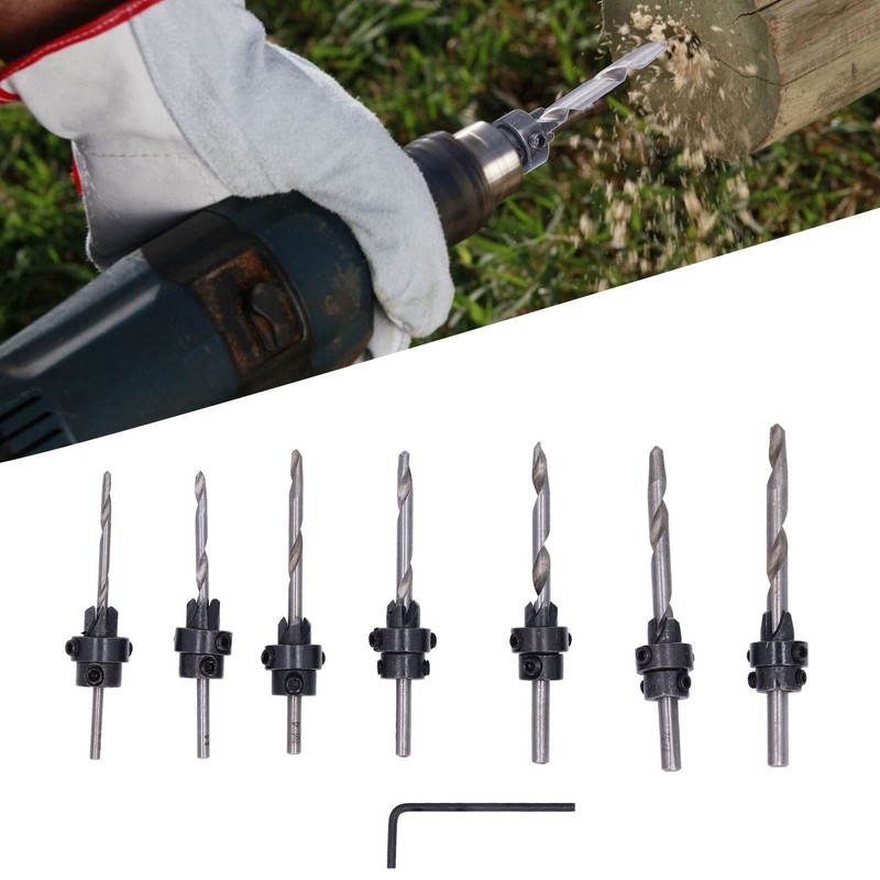 8pcs/set Countersink Drill Bit Countersink Bit Screw Set High Speed