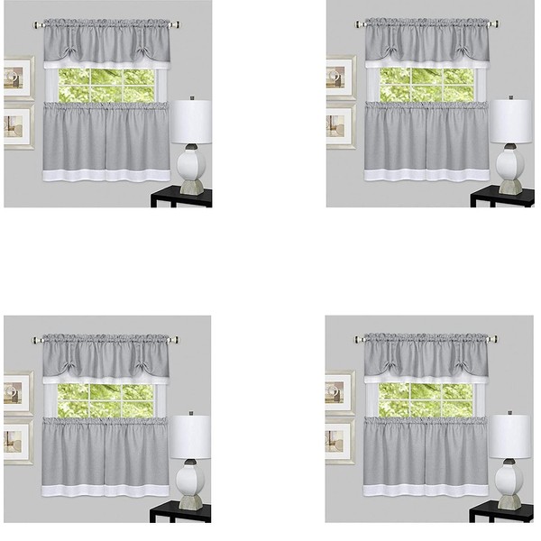 Achim Home Furnishings, Grey/White DRTV36GW12 Darcy Window Curtain Tier Pair