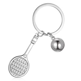 Otuuz Silver Tennis Keyring Tennis Racket Tennis Ball Key Ring Metal Sports Keyring for Tennis Player Gift, Tennis