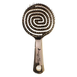 nascita Hair Brush without Pulling for Women, Men & Children, Detangling Brush for Curls, Long & Wet Hair, Sustainable Detangler Brush with Spiral Spring with 3D Flexi Design, Hair Brush Gold
