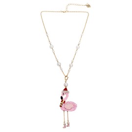 Betsey Johnson Women's Santa Flamingo Convertible Ornament Necklace