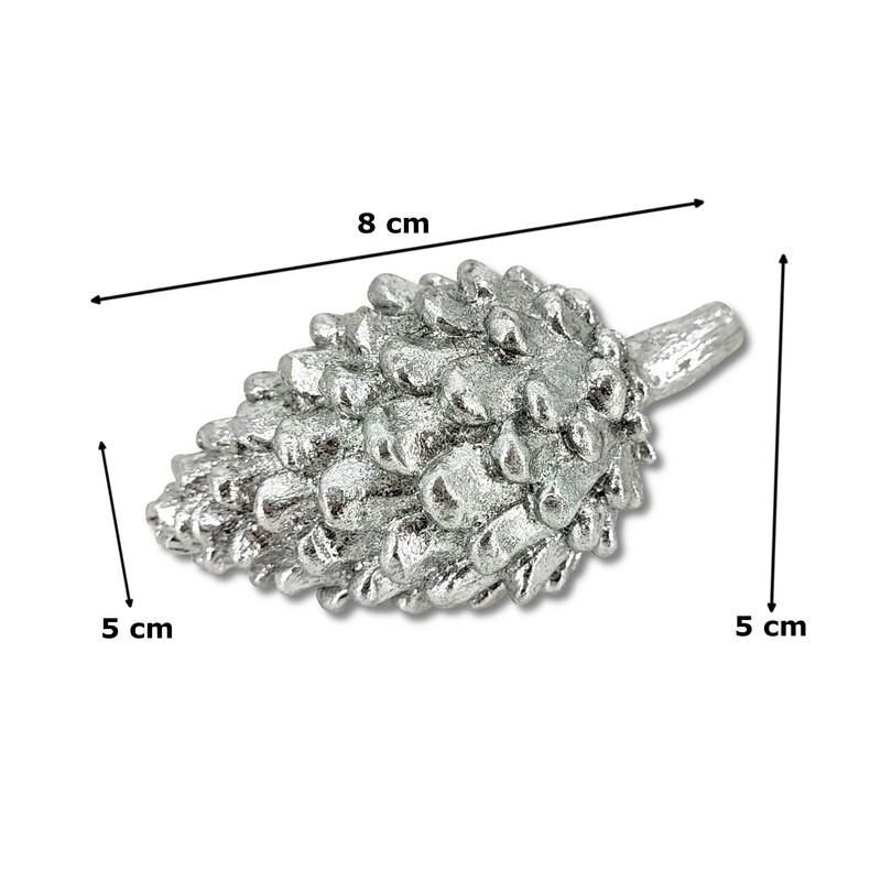 Polyresin Pine Cones Silver 5 x 8 cm Decorative Table