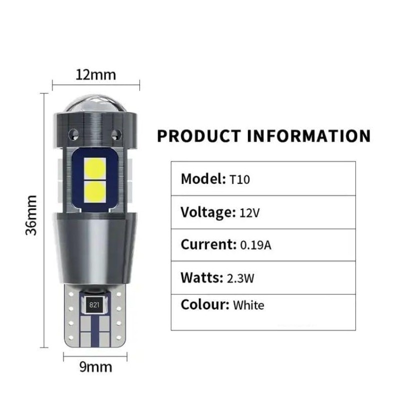 Car Passion Coppia Luci Targa Led CANBUS T10 W5W 6000K