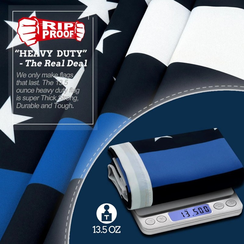 Anley Rip-Proof Double Sided Thin Blue Line USA Flag 3x5
