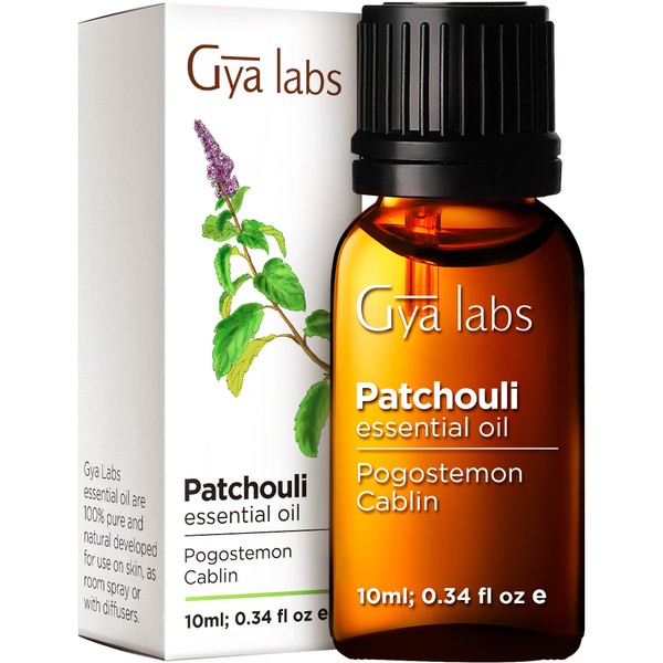 Gya Labs Patchouli Essential Oil for Stress (10ml) - Natural Patchouli Oil - Perfect for Aromatherapy, Dry Skin, Sleep - Use on Diffuser or Skin