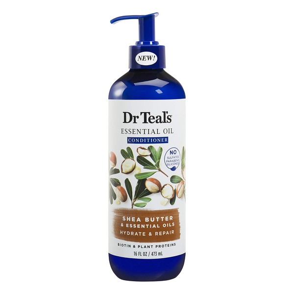 Dr Teal's Shea Butter Hydrate & Repair Essential Oil Conditioner, Sulfate Free, 16 Fl Oz (Packaging May Vary)