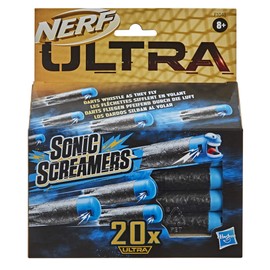 Hasbro Nerf Confezione ricarica Sonic Screamers da 20, dardi che fischiano quando volano, compatibile solo con i blaster Nerf Ultra, F1048EU4