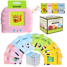 Standard French, Schede Flash Parlanti Giocattoli Educativi per Bambini da 1 a 6 Anni, 200 Fogli 400 Parole, Giocattoli Educativi Sonori, Giocattoli Interattivi per Ragazzi e Ragazze - Pink