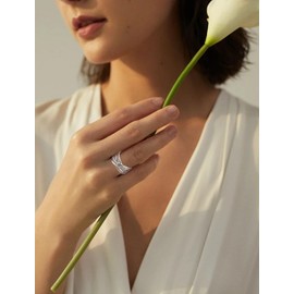 YL Twisted Knot Rings 925 Sterling Silver Cubic Zirconia Infinity Statement Rings for Women-size5