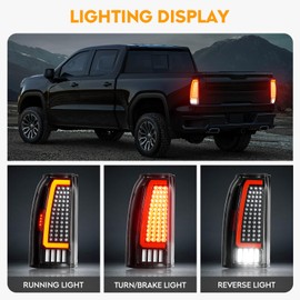 LED Tail Light Fit for Chevy Tahoe/Suburban 2015-2020, Driver and Passenger Side Taillights, Rear Taillight Assembly, Black Housing Clear Lens
