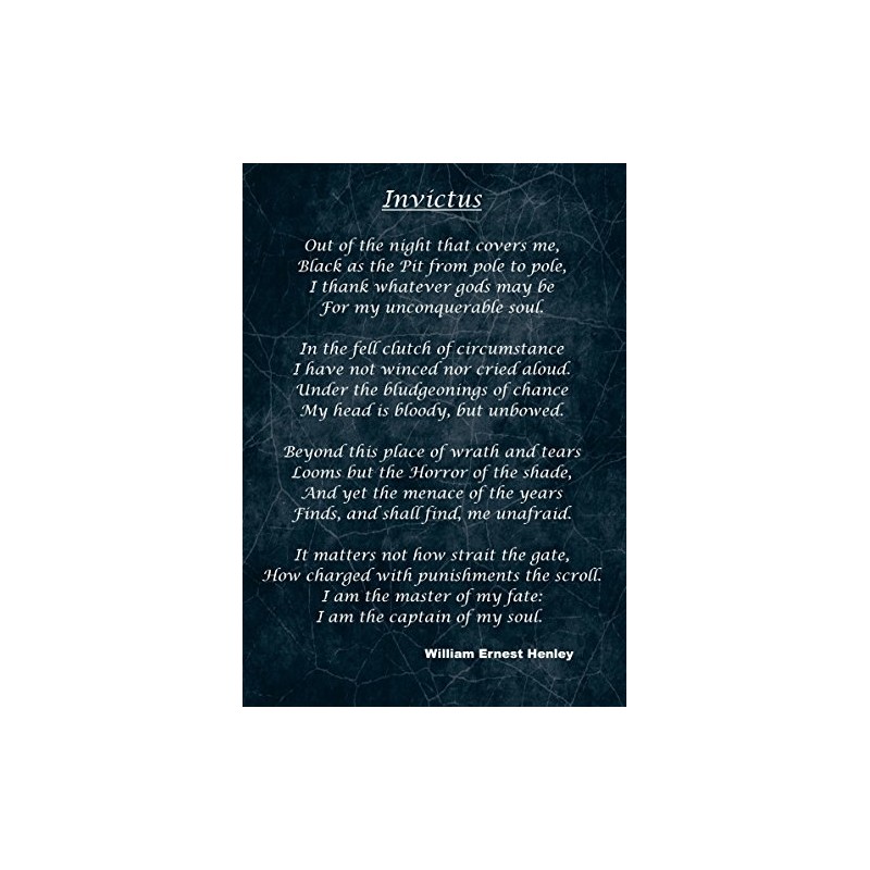 Invictus Inspirational Motivational Poem Print Sign Poster William Ernest Henley