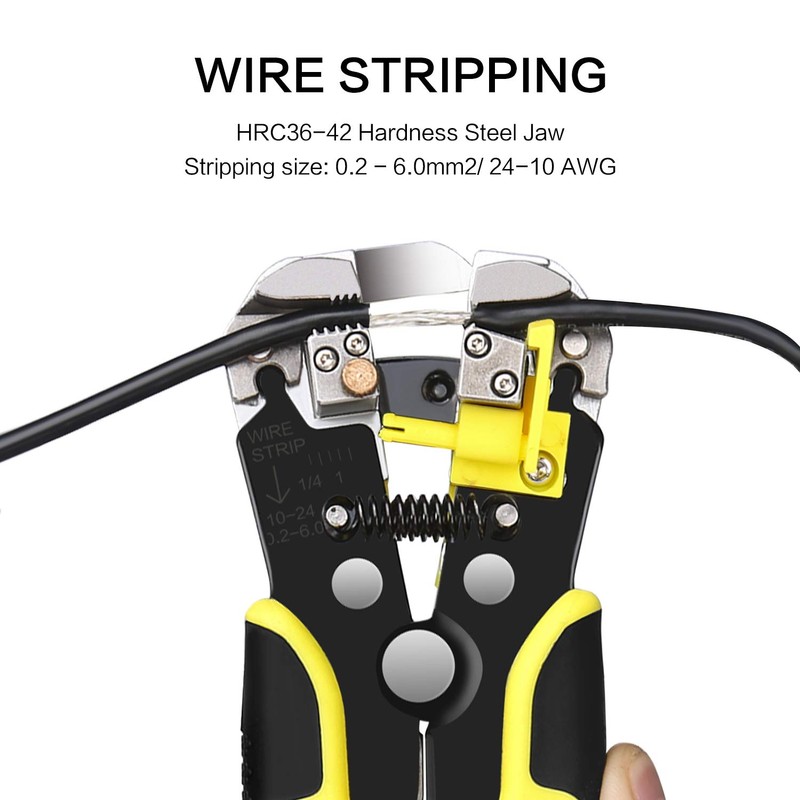 Wire Stripper, Automatic 0.2-6.0 mm² / 24-10 AWG, 3-in-1 Multifunctional