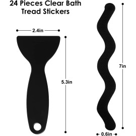 Saltnlight 24PCs Bath Tub Shower Stickers Anti Slip Grip Strips Non-Slip Stickers Multi-Col - Black
