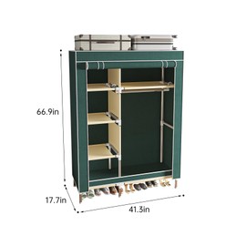 LEAIJIAFY Bedroom Clothes Closet Wardrobe with Green Cover,Portable Small Wardrobe for Hanging Clothes,for Dorm,Small House