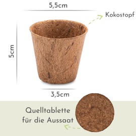 HappySeed 10 x Coconut Propagation Pots & Swelling Tablets Peat-Free for Successful Cultivation - Ideal for Cuttings & Seeds - Various Sizes (0.05 L - Diameter 6 cm)
