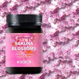 Dried Whole Cherry Blossoms, 0.5oz(14.0g), Natural Dried Sakura Blossoms for Food DIY & Beverages