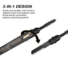 YOUNG VISION 3-in-1 Eyebrow Pencil, Eye Brow Pen, Brush and Razor Trio, Micro-Fine + Define Eyebrow Shades, Easy To Use, Long Lasting and Waterproof