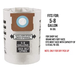 5 Pack Replacement Filter Bags 5-8 Gallon for Shop Vac Vacuum Type E - 9066100 90661 906-61, Type H 90671 9067100 9067133; VF2004, VHBS VDBS HEPA Vacuum Cleaner