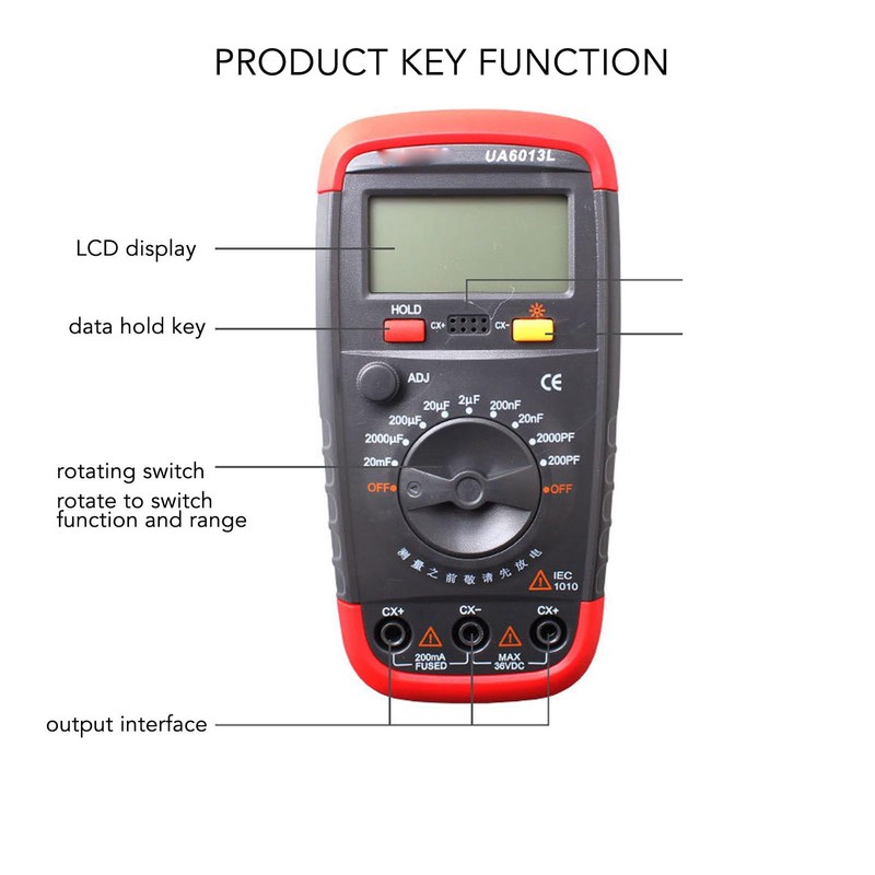 FLEXMAN Digital Multimeter, Multifunction Voltmeter UA6013L Made of Plastic with