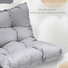 BULEXYARD Indoor Outdoor Hanging Swing Egg Chair with Stand 350lbs Capacity, Grey Wicker Hammock Egg Basket Chair with Light Grey Thickened Cushion for Bedroom Balcony Garden Porch