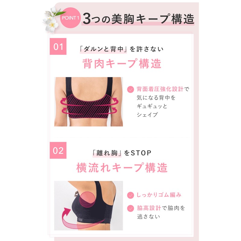 Viage Beauty Up Night Bra, High Sides Design, Wireless, Back