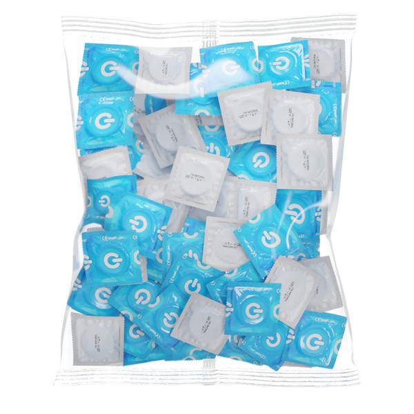 ON) Clinic Condoms, Without Lubricant, 52 mm Width, Pack of 100, Premium Dry Condoms, Thin 0.07 mm Wall Thickness, Vegan Condoms, Condoms for Men