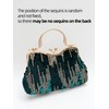 lapulio Womens Tote Velvet Sequin Evening Bag, Dark Green
