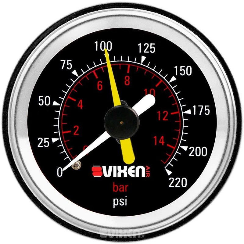 Vixen Air 2" Dual Needle Air Pressure Gauge with Back