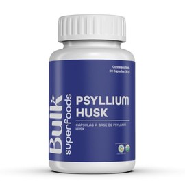 BULK SUPERFOODS - Psyllium Husk 100% Natural - 60 Cápsulas 500 mg c/u – Sin Gluten y Apto Dieta Keto - Suplementos Alimenticios a Base de Psyllium Husk