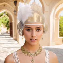 H&Bwig 20s Blonde Wigs Short Finger Wave Flapper Wig for Women 1920s Vintage Cosplay Anime Party Costume#613