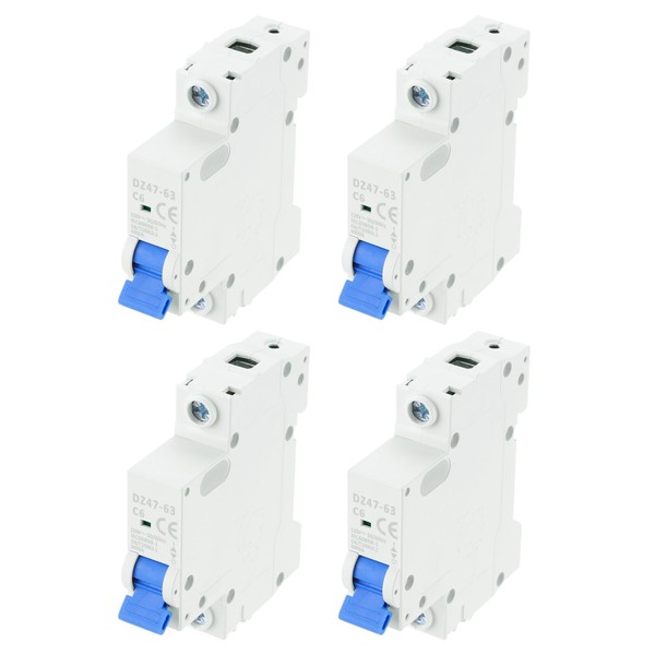 MECCANIXITY 4Pcs Miniature Circuit Breaker 1P 6A AC 110V DZ47-63