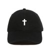 Cross Baseball Cap Embroidered Cotton Adjustable Dad Hat Black